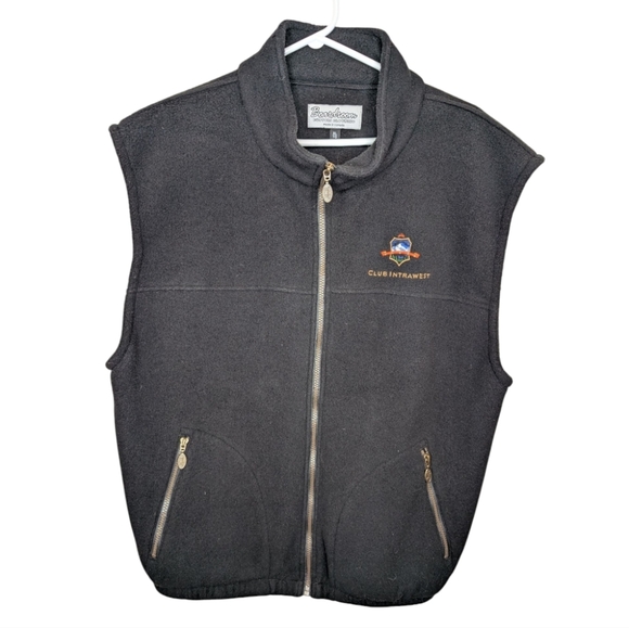 Vintage Whistler Black Fleece Gold Logo Embroidered Zip Up Vest Men's XL - Picture 1 of 9